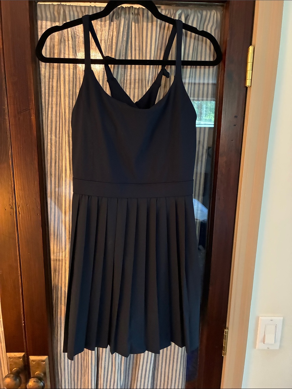 Zella Navy Pleated Mini Dress with Double Straps